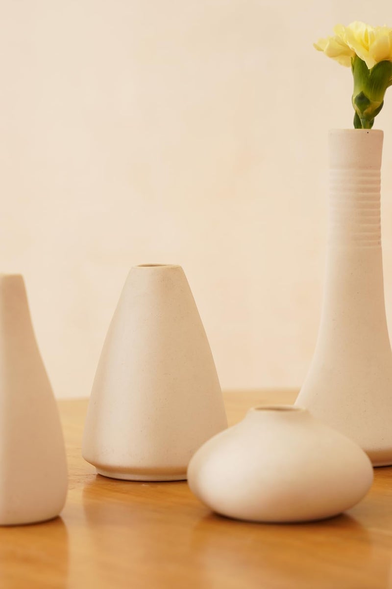 PUREZENTO White Japanese Ikebana Vase - Set of 6 | Unique Geometric Shapes Vase for Decor Centerpiece & Showpiece | Decorative Vases for Home, Living Room, Office & Tabletop Decorations - Image 5