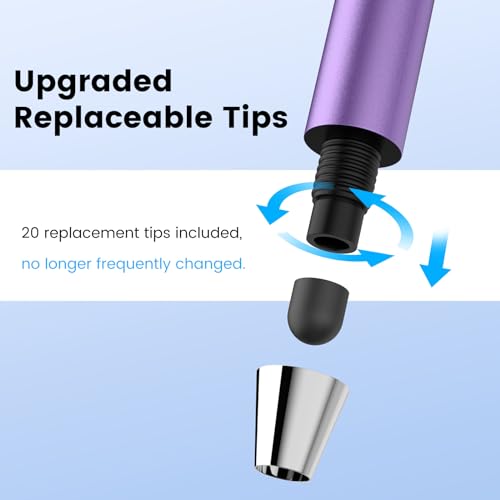 MEKO Stylus Pens for Touchscreens,MEKO 10 Pack Thin Rubber Tip Stylus Replaceable Tip Feature Bundle W/ 20 Pcs Replacement Tips for iPad iPhone Tablets Smartphone&All Touch Screen Devices(10 Stylus+20Tips) - Image 5