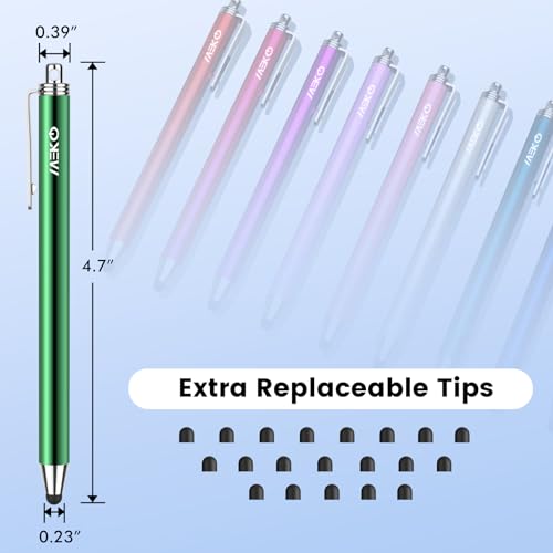 MEKO Stylus Pens for Touchscreens,MEKO 10 Pack Thin Rubber Tip Stylus Replaceable Tip Feature Bundle W/ 20 Pcs Replacement Tips for iPad iPhone Tablets Smartphone&All Touch Screen Devices(10 Stylus+20Tips) - Image 3