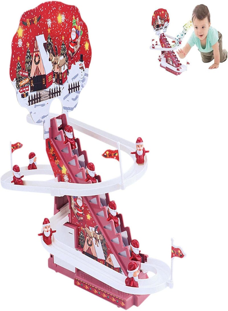GGOOT Santas Climbing Toys | Electric Musical Santa Claus Climbing Stairs Tracks Slide Toy Set | Easy Disassemble Climbing Toy for Parent Child Interaction, Develop Hearing Ability - Image 1