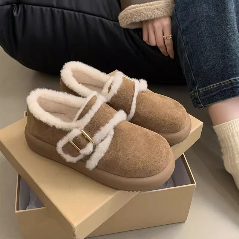 Brown Matte Leather Plush Lined Birkenstock Boots for Women Maroon 