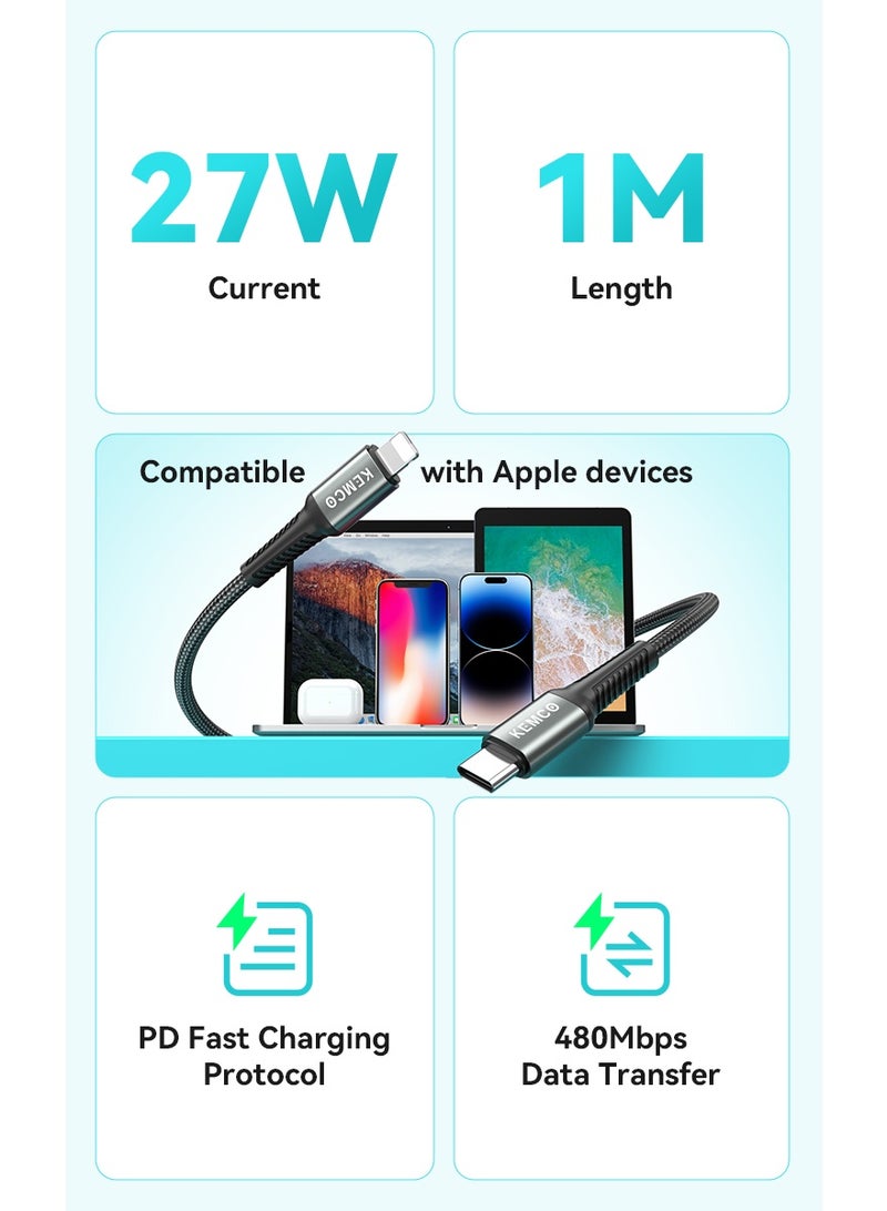 AK KEMCO Usb C To Lightning Data Cable 1 meter White for Charging and Data Transfer Type C to Lightning - Image 2