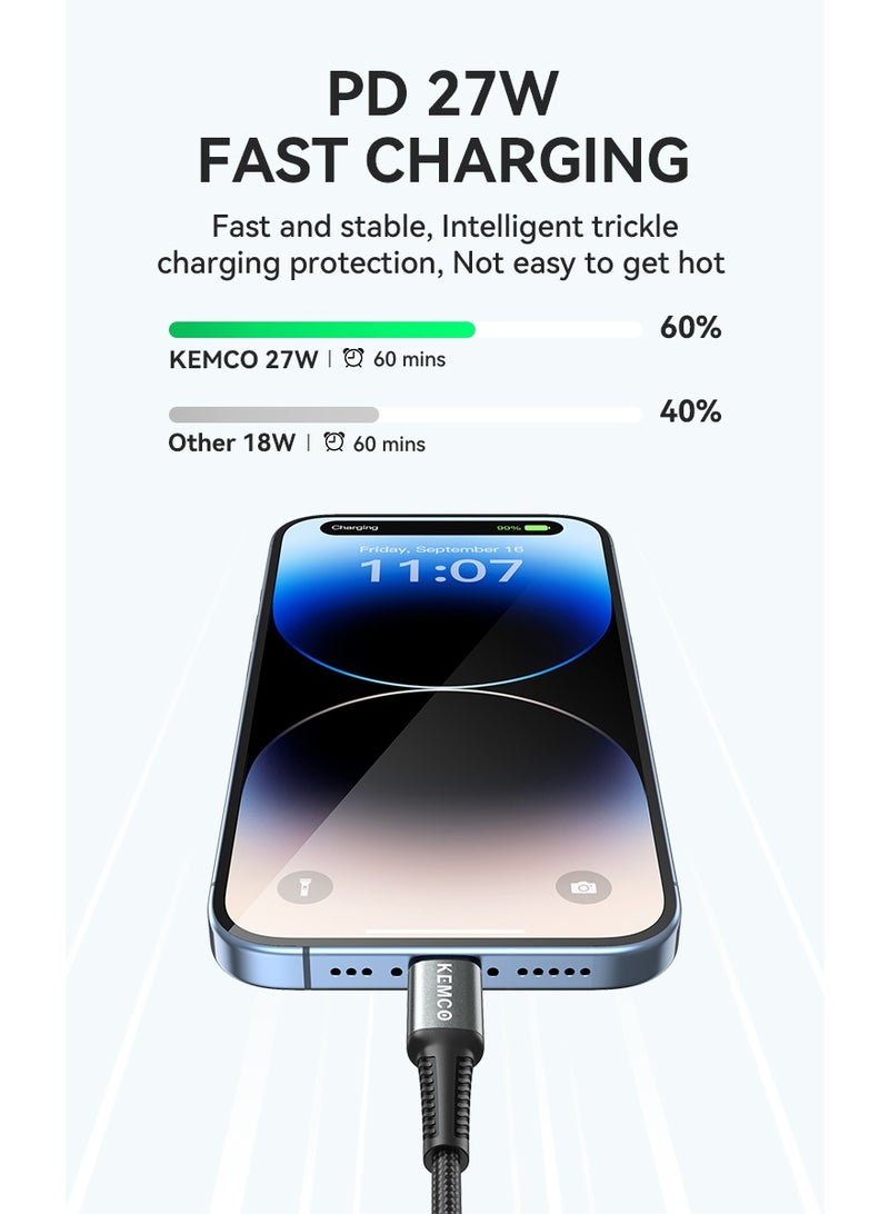 AK KEMCO Usb C To Lightning Data Cable 1 meter White for Charging and Data Transfer Type C to Lightning - Image 4