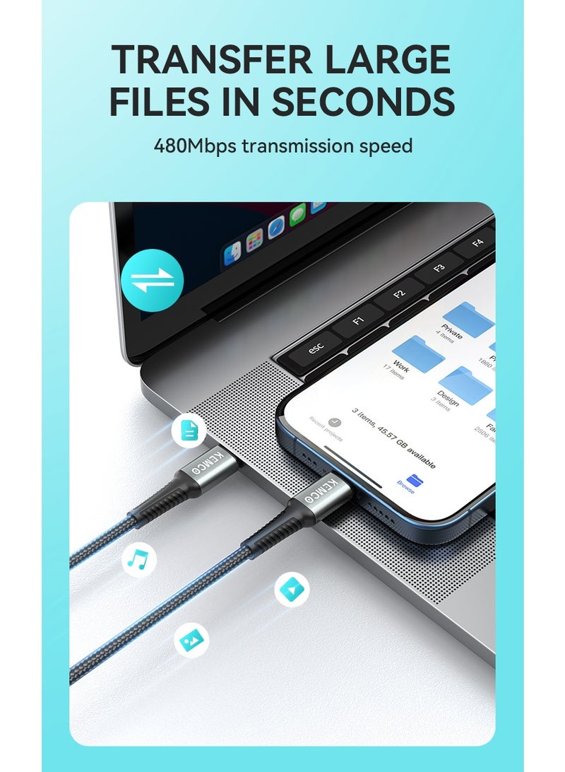 AK KEMCO Usb C To Lightning Data Cable 1 meter White for Charging and Data Transfer Type C to Lightning - Image 5