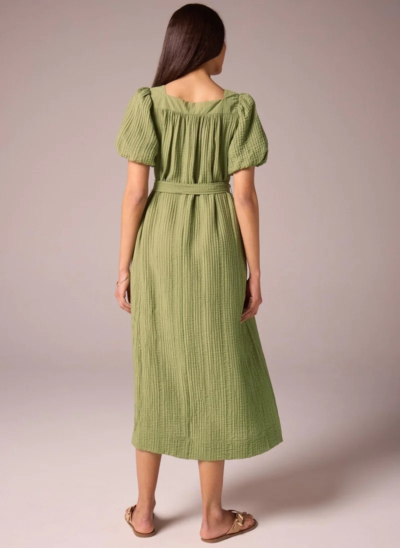 Matalan Khaki Belted Textured Midi Dress