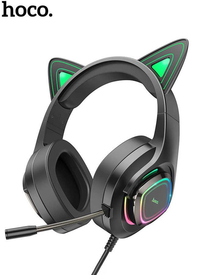 هوكو. سماعات رأس W107 كيوت قطة لسماعات الألعاب (أسود) - Image 1