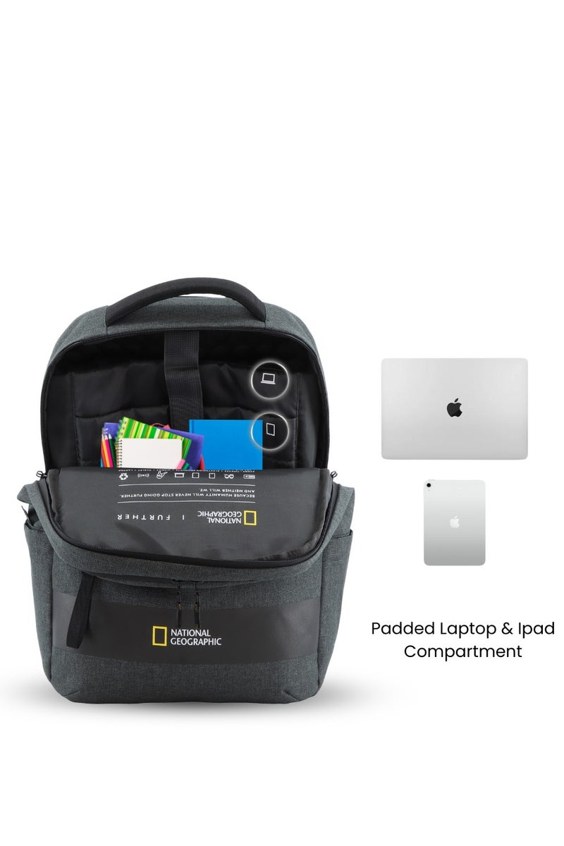 ناشيونال چيوغرافيك حقيبة ظهر ناشيونال جيوغرافيك شادو  أنثراسيت مقاومة للماء متعددة الجيوب مع جيب  للتخزين الكبير وحقيبة كمبيوتر مبطنة للسفر والعمل والمدرسة والجامعة للرجال والنساء - Image 2