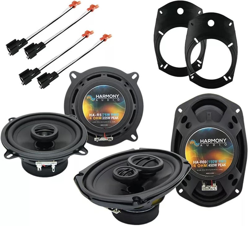 HARMONY AUDIO HA-R69 Compatible with Dodge Ram 2500/3500 03-05 Rhythm Series 6x9 450W Speakers, HA-R5 Rhythm Series 5.25" 225W Speakers, HA-726512 Speaker Harness and HA-826901 Speakers Adapter Kit - Image 1