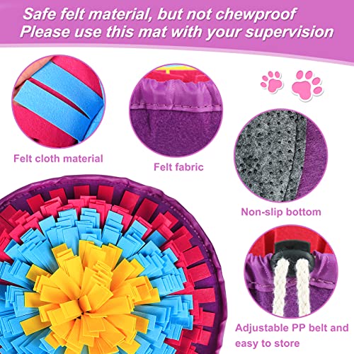 Vivifying Snuffle Mat for Dogs Adjustable Dog Puzzle Toys Sniff Mat for All Breeds Dogs Interactive Enrichment Toys for Slow Eating and Mental Stimulation Yellow Blue Purple - Image 3