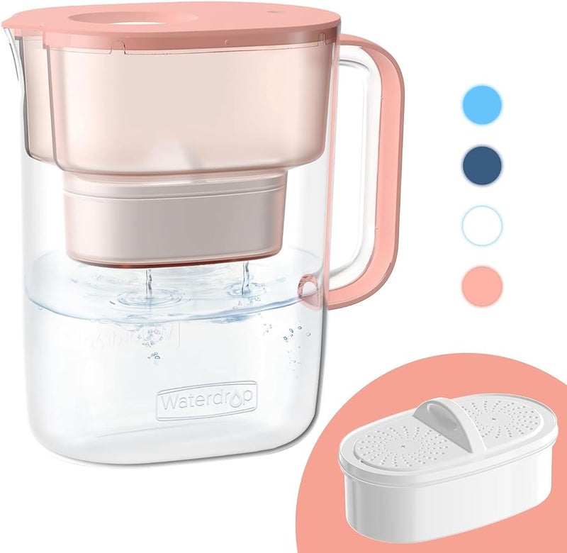Waterdrop 200-Gallon Long-Life Lucid 10-Cup Water Filter Pitcher, NSF Certified, 5X Times Lifetime, Reduces PFAS, PFOA/PFOS, Chlorine, BPA Free, Pink - Image 1