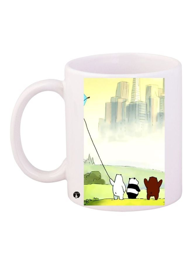 RYN Cartoon Printed Coffee Mug White/Yellow/Brown 11ounce