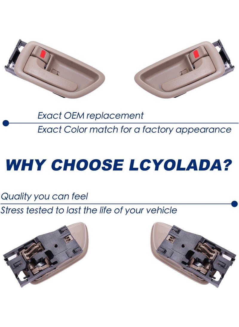 KISSUN 4Pcs Interior Door Handles w/ Bezel (Beige) Compatible with 2000-2007 Toyota Sequoia, 2004-2006 Tundra (Crew Cab Only), 2000-2004 Avalon, Front/Rear Inside Left Driver & Right Passenger - Image 4