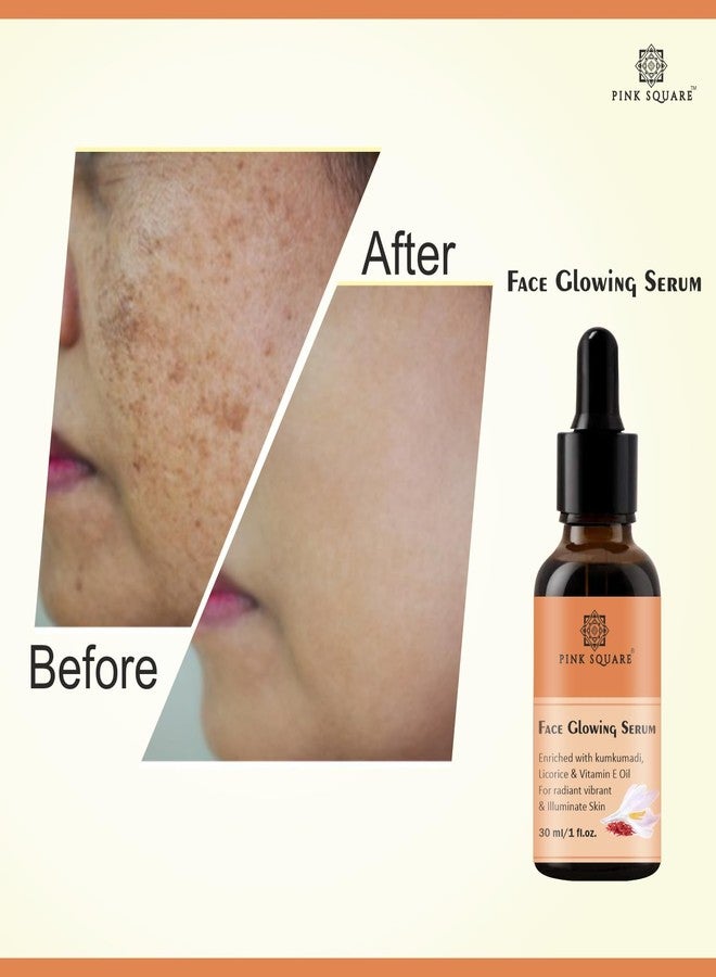 Pink Square Face Glowing Serum with Kumkumadi & Vitamin E Oil – Radiant & Illuminating Skin Serum, 30ML – For Men & Women - Image 4
