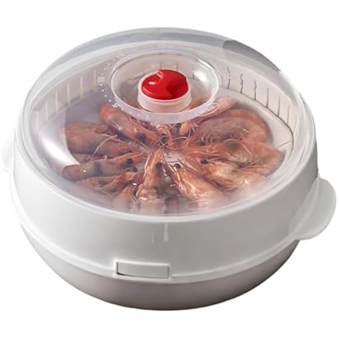 جهاز طهي بالبخار للخضراوات في الميكروويف، جهاز طهي بالبخار غير لاصق للميكروويف مع غطاء وصينية للأرز والخضراوات والمعكرونة والزلابية والبيض والمطبخ - Image 1