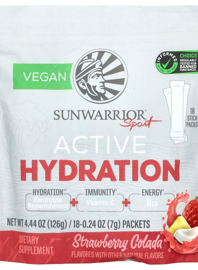Sunwarrior Sport Active Hydration Strawberry Colada 18 Packets 0.24 oz (7 g) Each