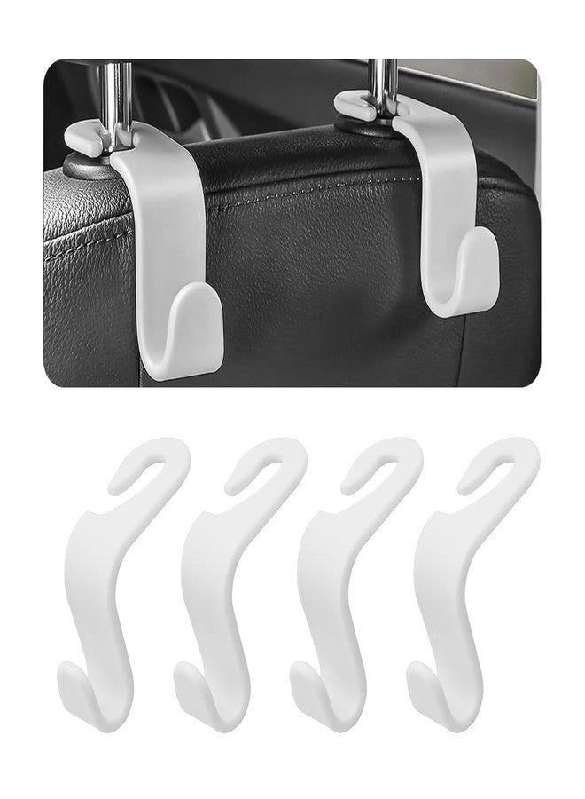 Hanemia 4PCS Car Back Seat Headrest Hooks, Rear Car Seat Storage Headrest Hanger Holder Hooks Organizer, Universal Auto Interior Accessories for Bag Purse Handbag Cloth Coats Grocery (White) - Image 1