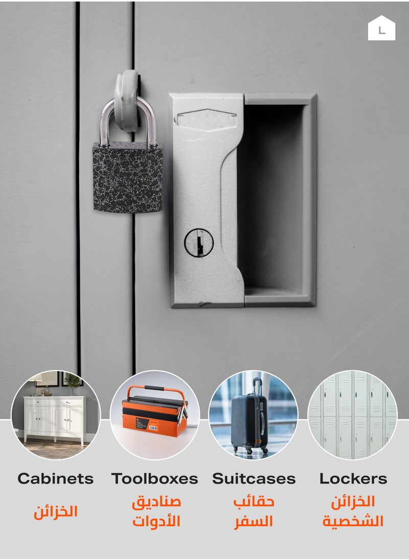 LAWAZIM - Iron Padlock -3 Piece - Keyed Anti-pick Tamper-proof Weather-resistant Lock Enhanced Security Protection from Theft - for Gates Doors Sheds Lockers Toolboxes Bikes Luggage and Cabinets - Image 1