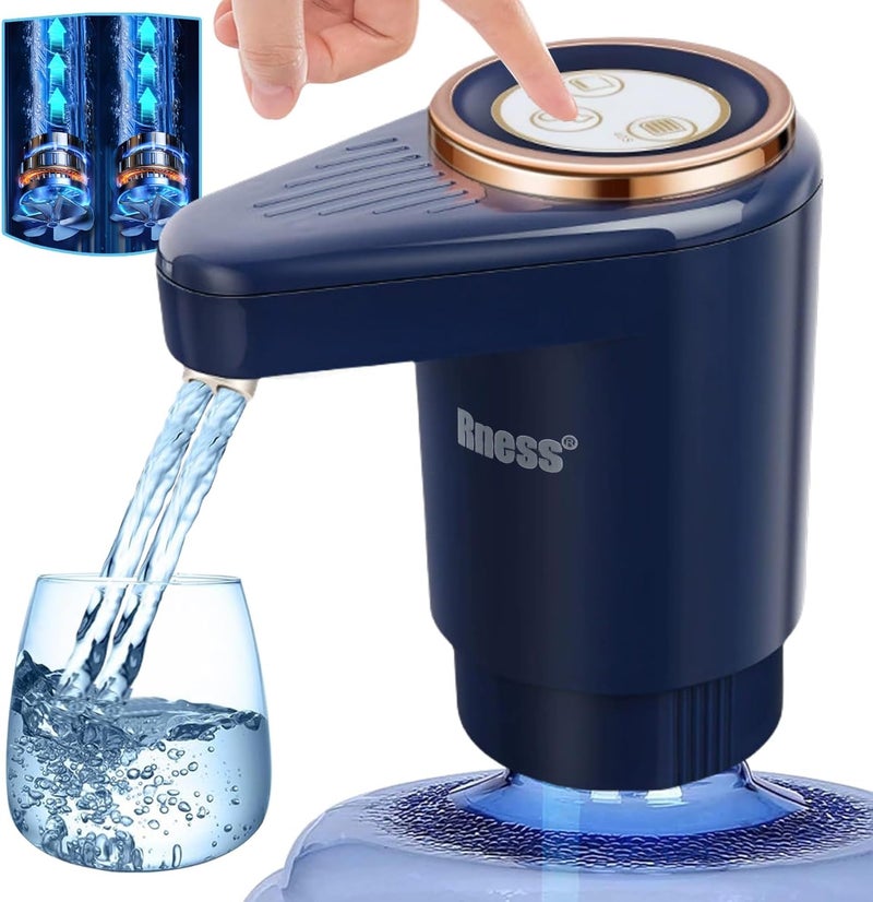 Rness Water Dispenser Pump Electric,Low-Noise Powerful Twin Pumps Jet Flow, 2 Nozzles,Type-c(USB C) Interface Charging,3 Timers, High-Capacity Battery, for Office,Home,Kitchen,Camping(Ocean blue) - Image 1