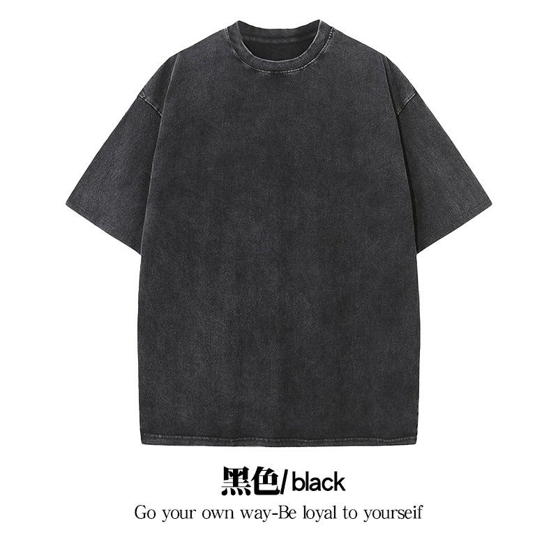 Code 230G American Washed Old Short Sleeve T-Shirt Tide Brand Explosions Men'S And Women'S T-Shirt Logo Printing - Image 1