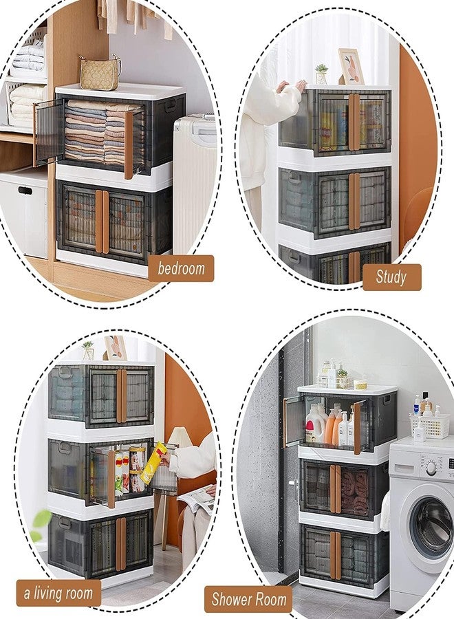 Kresal Stackable Storage Bins with Lid, Stackable and Sturdy, Collapsible Plastic Storage Containers, Functional Folding Storage Box for Bedroom, Living Room, Study Room, Toy Room - 1 pc - Image 5