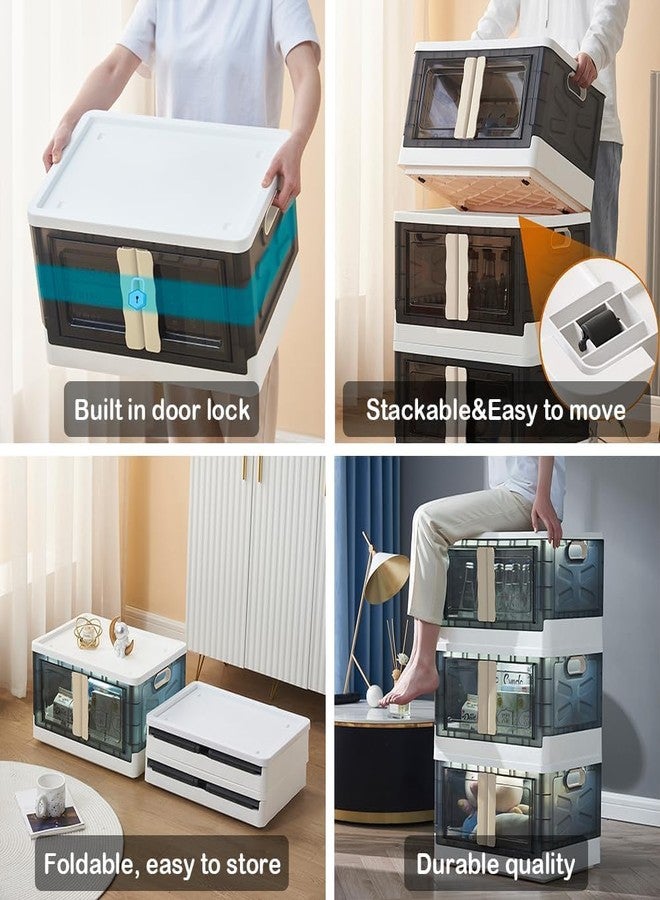 Kresal Stackable Storage Bins with Lid, Stackable and Sturdy, Collapsible Plastic Storage Containers, Functional Folding Storage Box for Bedroom, Living Room, Study Room, Toy Room - 1 pc - Image 4