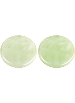 Bememo Bememo 2 Pieces Jade Stone for Lash Glue Eyelash Extension Round Jade Stone Lash Glue Holders Adhesive Pallet Fake Eye Lash Holder Base 2 Inch (Green)  - Image 1
