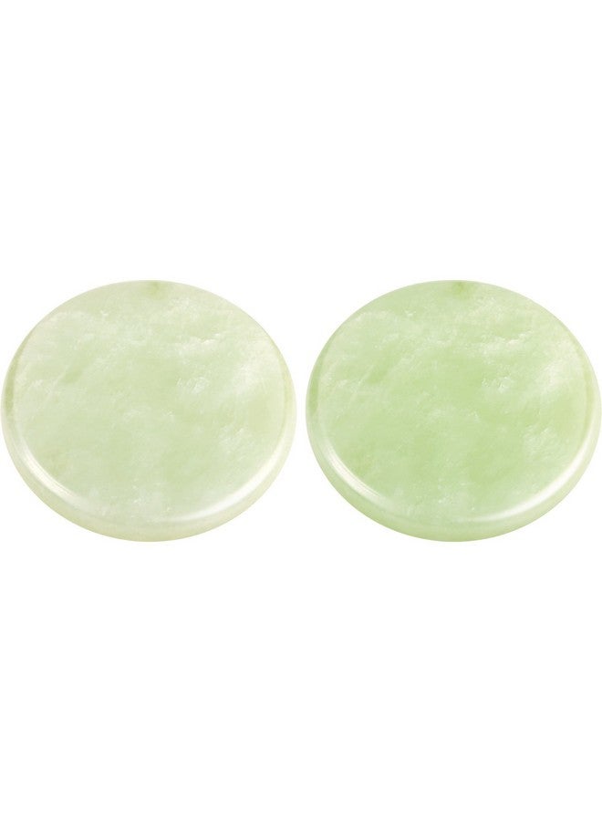 Bememo 2 Pieces Jade Stone for Lash Glue Eyelash Extension Round Jade Stone Lash Glue Holders Adhesive Pallet Fake Eye Lash Holder Base 2 Inch (Green) - Image 1