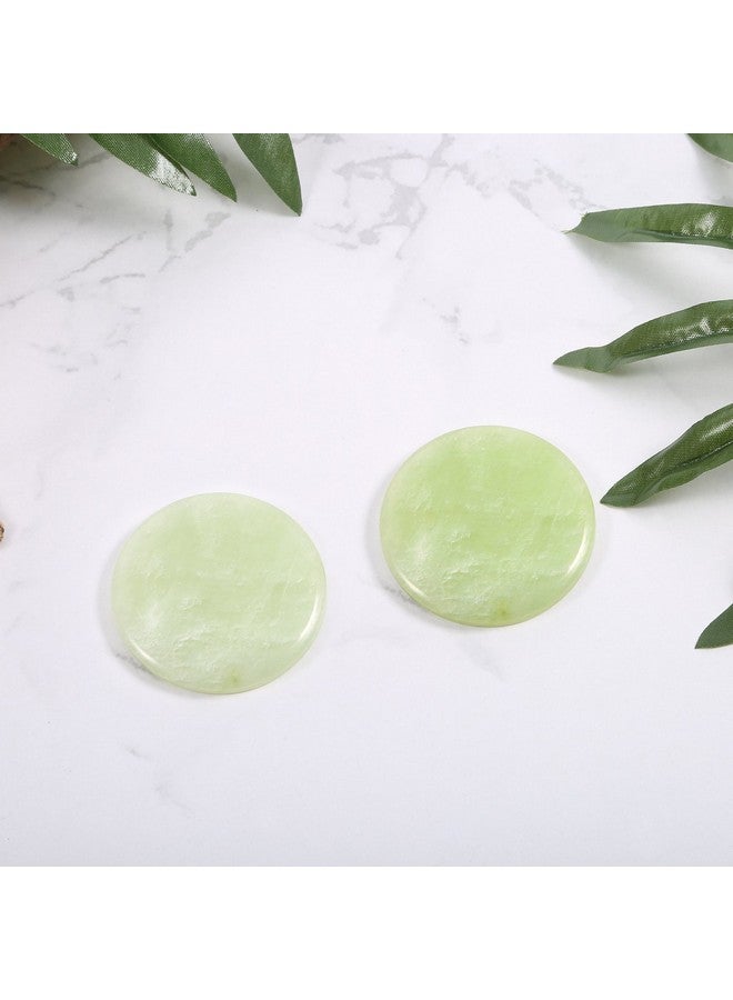 Bememo 2 Pieces Jade Stone for Lash Glue Eyelash Extension Round Jade Stone Lash Glue Holders Adhesive Pallet Fake Eye Lash Holder Base 2 Inch (Green) - Image 4