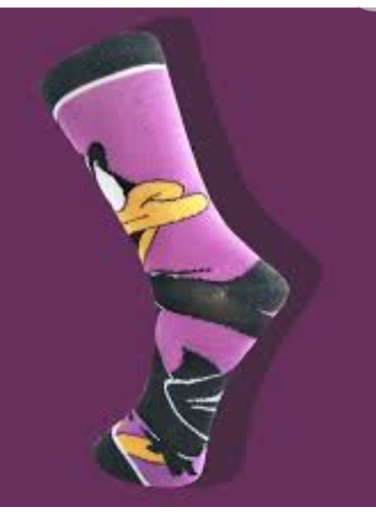 Looney Tunes Characters Crew Socks, 5-Pack Set, Daffy Duck, Bugs Bunny, Sylvester, Marvin the Martian, Taz, Set of 5 Free Size Socks for Both Girls and Boys - Image 5