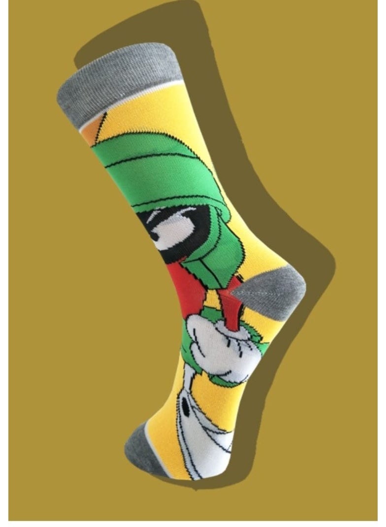 Looney Tunes Characters Crew Socks, 5-Pack Set, Daffy Duck, Bugs Bunny, Sylvester, Marvin the Martian, Taz, Set of 5 Free Size Socks for Both Girls and Boys - Image 4