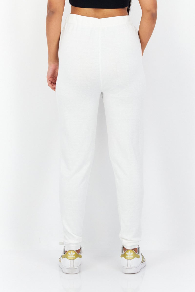 GUESS Women Regular Fit Drawstring Plain Jogger Pants, White  - Image 2