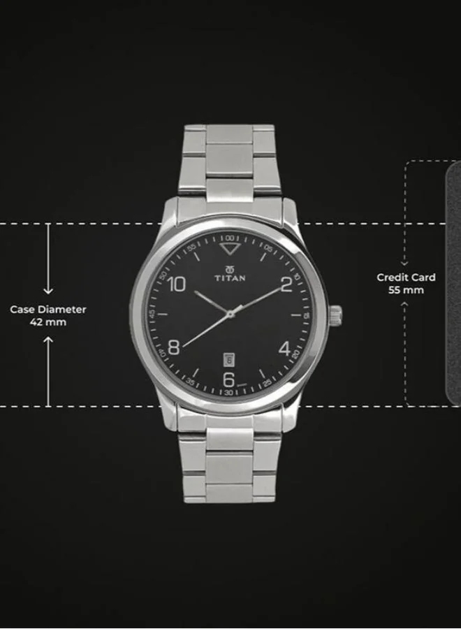 TITAN  Titan Workwear Black Dial Analog with Date Stainless Steel Strap Watch for Men 1770sm02  | Best Price UAE