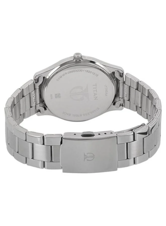 TITAN  Titan Workwear Black Dial Analog with Date Stainless Steel Strap Watch for Men 1770sm02  | Best Price UAE