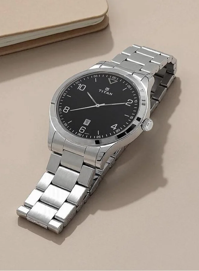 TITAN Titan Workwear Black Dial Analog with Date Stainless Steel Strap Watch for Men 1770sm02
