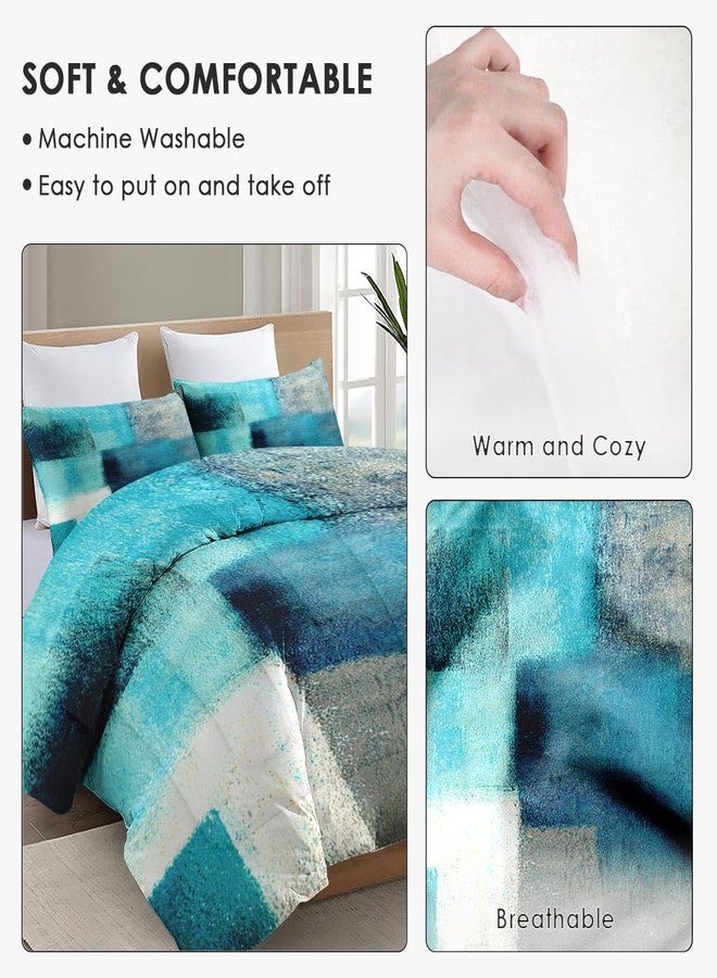 WeCozy طقم لحاف WeCozy بحجم كوين مع غطاءين للوسائد، طقم مفروشات ناعم عصري باللونين الأزرق المخضر والرمادي، مناسب لغرف نوم الأطفال والكبار. - Image 5