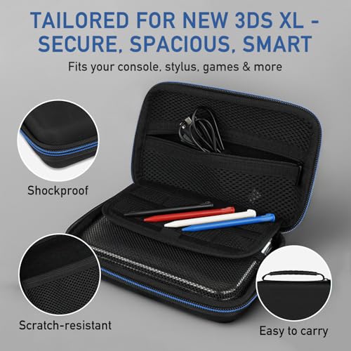 BSUZUN 4-in-1 Accessories Kit for Nintendo New 3DS XL/LL – Full Protection Bundle Includes Carrying Case, Clear Hard Shell, 4 Stylus Pens & 2 Sets of Screen Protectors Compatible with New 3DS XL/LL Console - Image 2