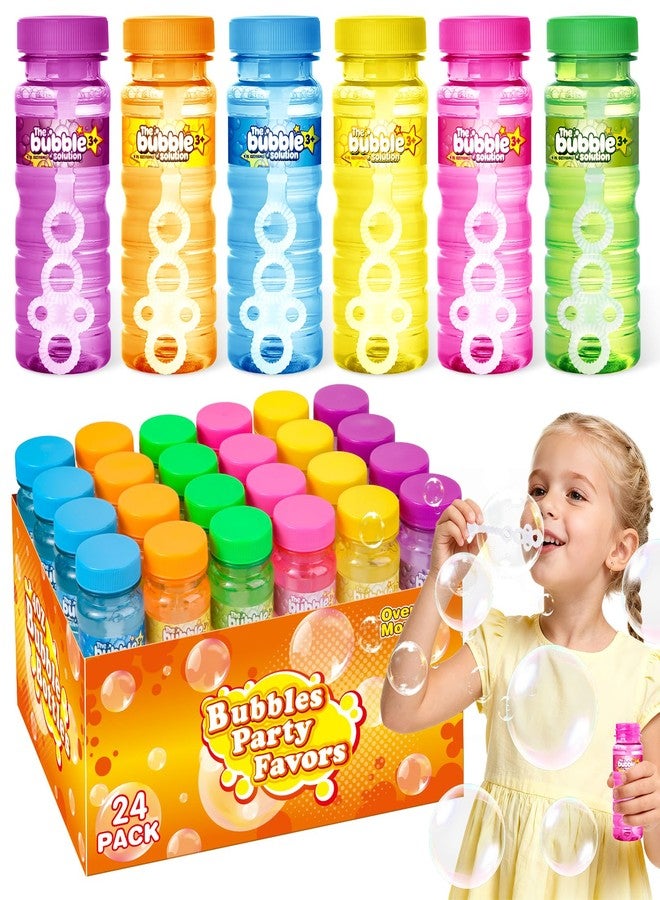 AuroTops 24 PCS Bubble Bottles with Wand Assortment for Kids,Bubble Solution Summer Toys for Kids Bubbles Party Favors,Birthday Party Supplies,Blow Bubbles in Bulk,Indoor & Outdoor Activities,6 Colors - Image 1