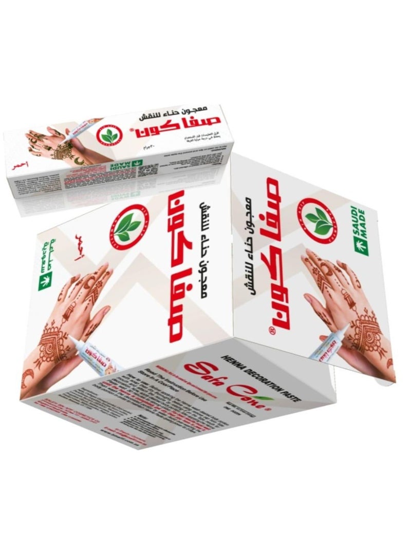 صفا معجون حنا لنقش صفا كون لتزيين الجسم يحتوي على ١٢ قطعه بالون الاحمر