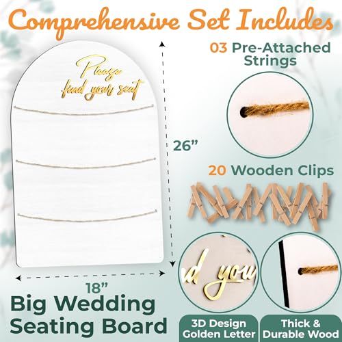 Stofinity Wedding Seating Chart Board Display for Wedding Reception Rustic Seating Chart for Reception Display Find Your Seat Sign Wood Board Decor Ideas - Image 3