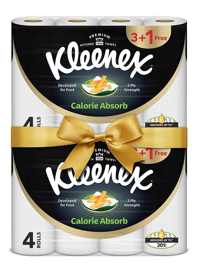 Kleenex Calorie Absorb Kitchen Tissue Paper Towel, 3 PLY, 8 Rolls x 50 Sheets, Food-Grade Strong Absorbent Kitchen Tissue - Image 1