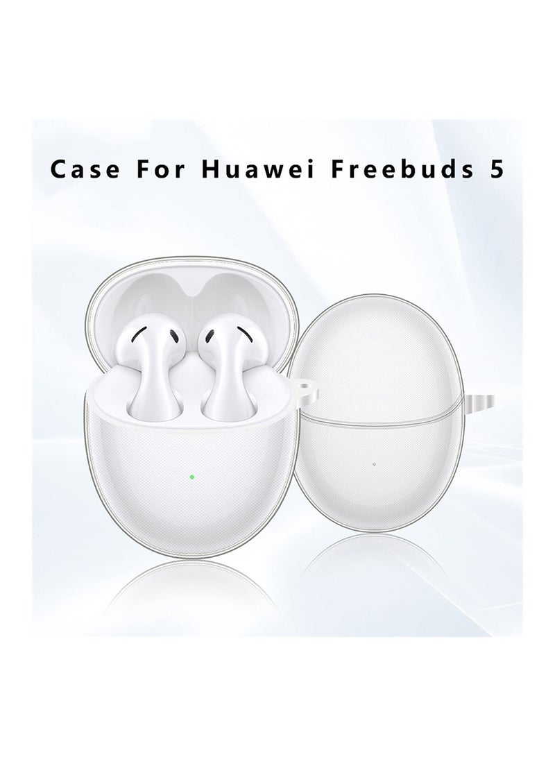 SYOSI حافظة شفافة متوافقة مع Huawei FreeBuds 5، غطاء واقٍ لسماعات الرأس، غطاء خفيف الوزن من مادة TPU الناعمة الرقيقة مع حلقة تثبيت مضادة للضياع، نحيف، مضاد للسقوط، ليس من السهل اتساخه - Image 2