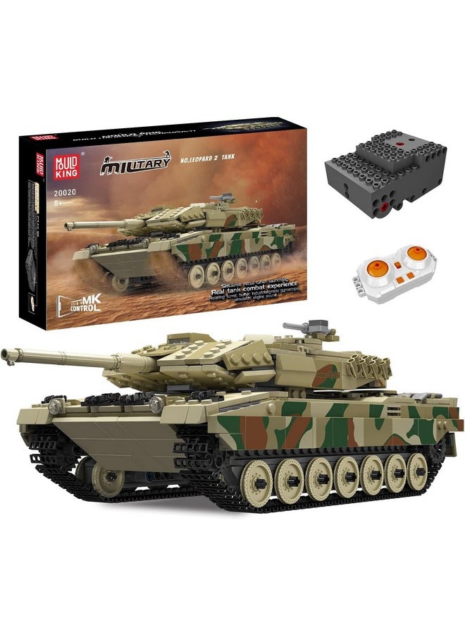 mould king P Control]Mould King Moc Leopard 2 Tank Building Block Kits, Military Vehicle Model Construction Block Sets, Adult Collectible Model Kits, Boy Toys For Christmas And Birthday Gifts(1091Pcs)  - Image 1
