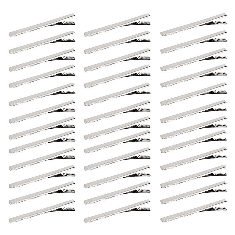Bantoye 60 Pcs Alligator Curl Clips Bantoye 3 Inch Flat Single Prong Clips Hair Accessories for Hair Styling Coloring Silver