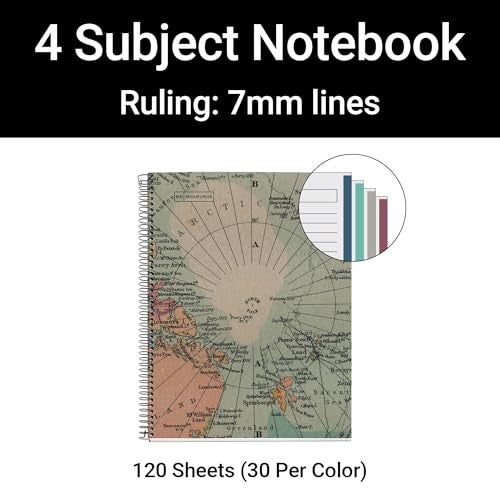 Miquelrius Miquel Rius M 100% PCW Recycled 4 Subject Notebook, Lined 11" x 8.5", 120 Sheets Heavyweight Paper, Subjects Separated by color, 3 Hole Punched, Micro-Perforated, EcoMap Design, Multicolor - Image 3