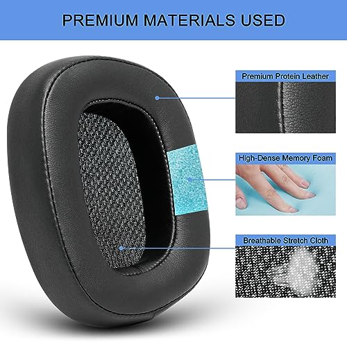 G GVOEARS Replacement Ear Pads for G933, Ear Cushions Compatible with Logitech G231, G433,G432, G533, G633, G635, G933, G935 Headphones, Premium Protein Leather Softer Memory Foam (Leather) - Image 4