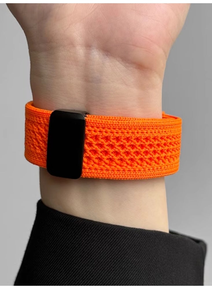 Breathable Knitted Nylon Knitted Magnetic Buckle Strap IWatch Sport Strap Orange Suitable for iwatch 10 42mm - Image 5