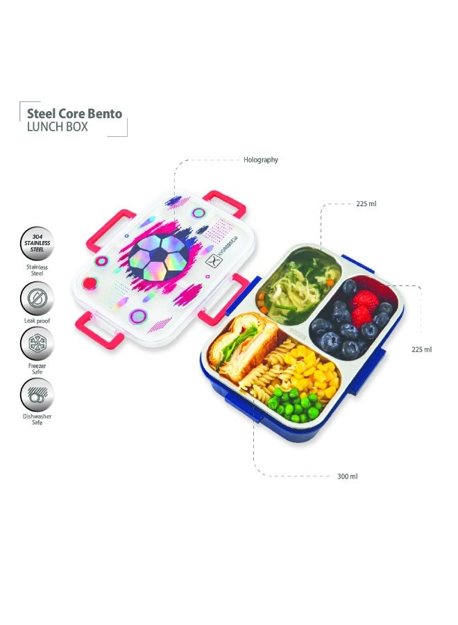 Hydrobrew Steel Core Bento Lunch Box 750ml w/ Sip Switch Tritan Water Bottle 1000ml | Leakproof 3 Compartment Meal Box – Champion navy - Image 5