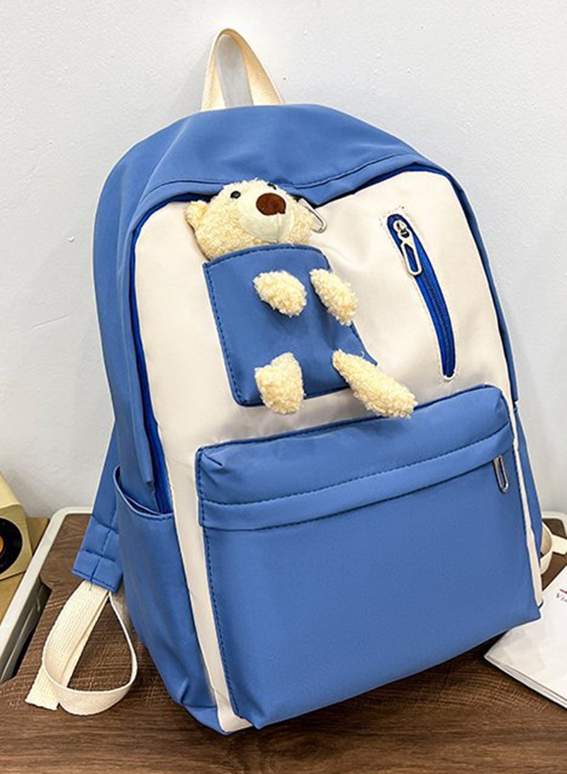 شاربدو جميل حقيبة الظهر لطيف بطاقة نجاح باهر على ظهره حقيبة المدرسة لوازم الكمبيوتر المحمول الفتيات المراهقات طالبات الأزرق - Image 4