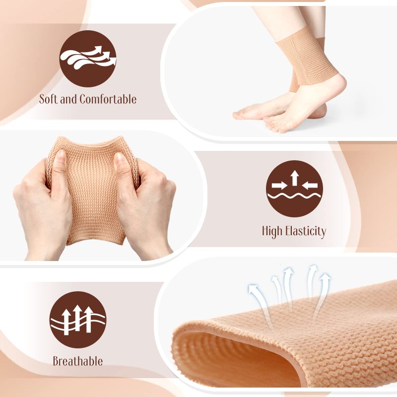 Zomiboo Ankle Gel Sleeves Padded Skate Socks Skateboard Accessories Ankle Pads Ankle Compression Sleeve Ankle Protector Brace for Figure Skating Riding Ski Ankle Protection Foot Support Socks (Nude) - Image 4