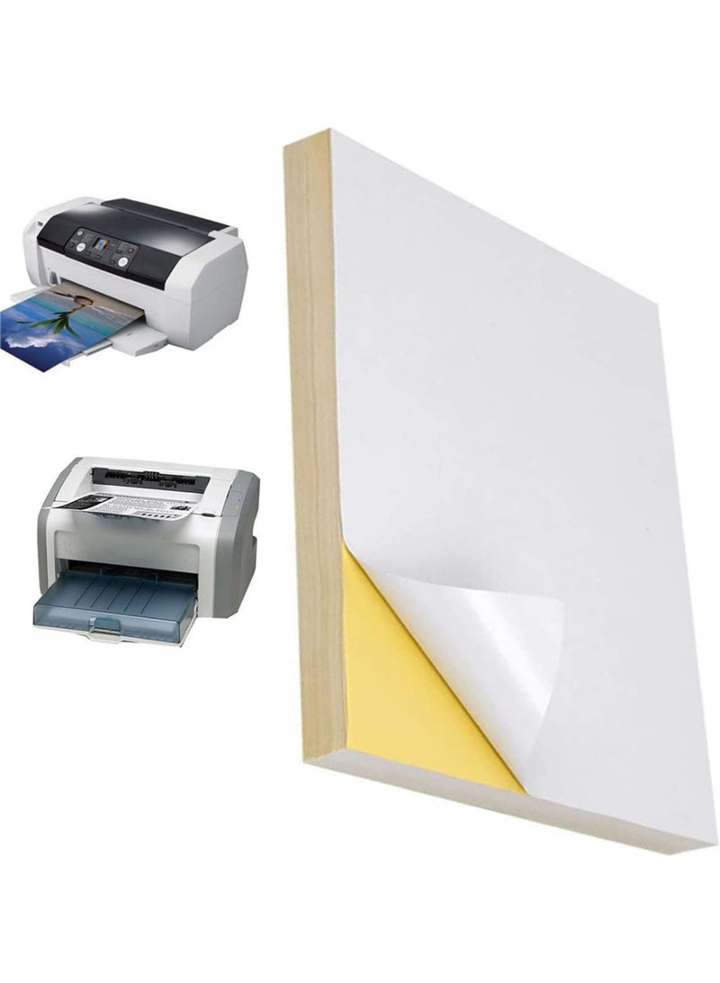 100 Sheets, A4 Printable White Sticker Paper, Laser/Inkjet Printing (Matte) - Image 1